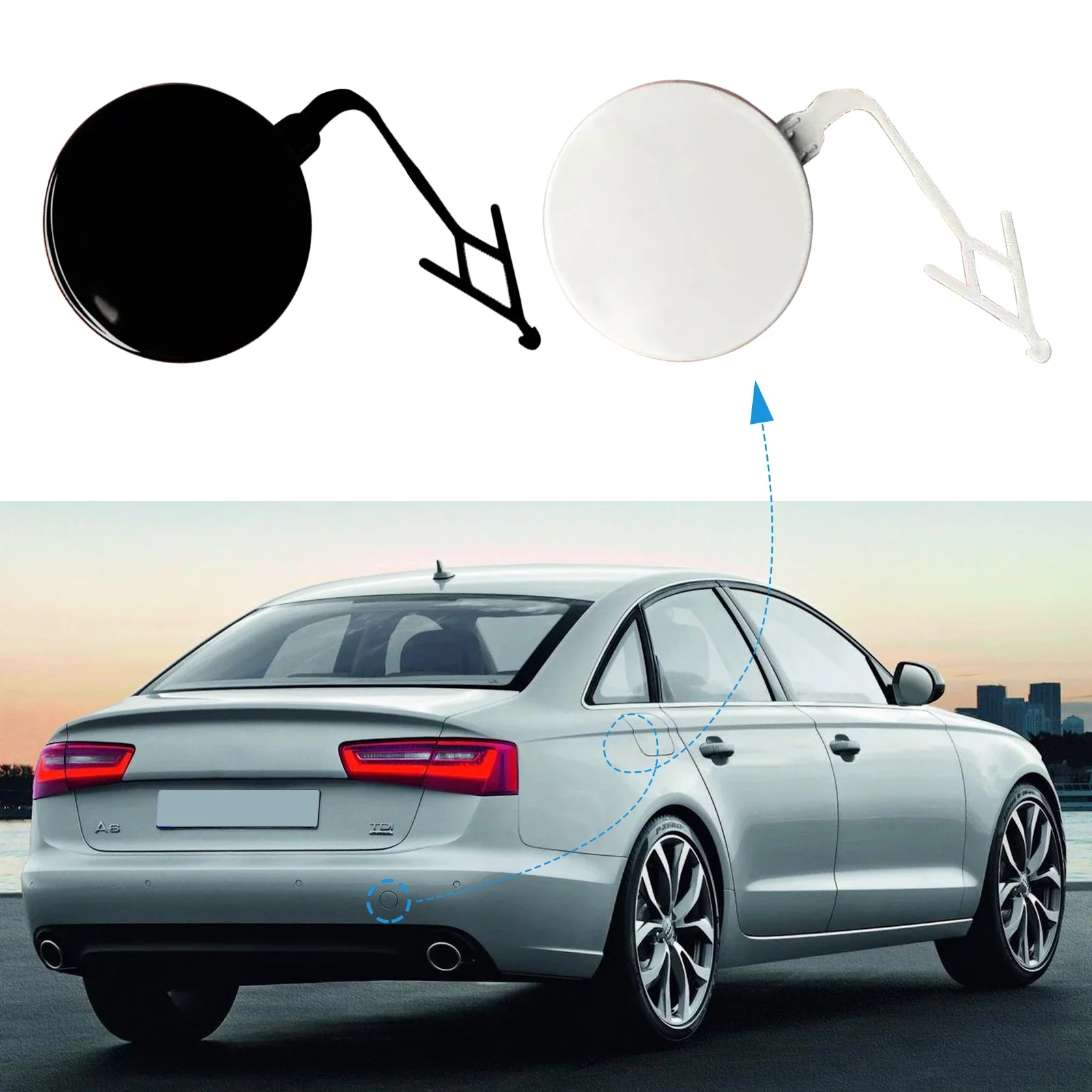 

OLANGDA Rear Bumper Tow Hook Cover Cap Towing Eye For Audi A6 Accessories 2012 2013 2014 2015 4G5807441 4G5807441GRU Right Side
