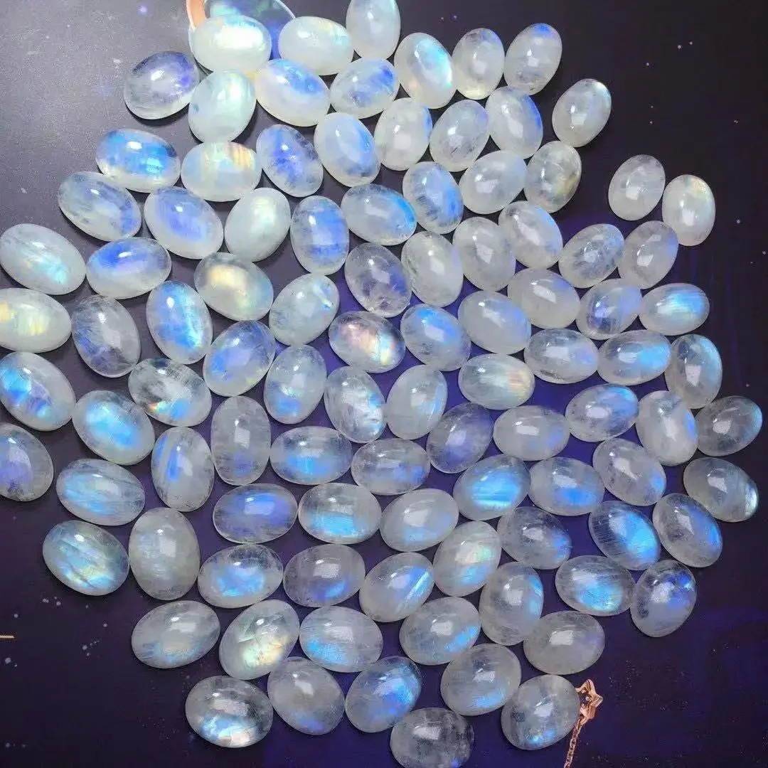 

2pcs/lot Rainbow moonstone cabochon gemstone jewelry ring pendant fashion jewelry 10*14mm oval