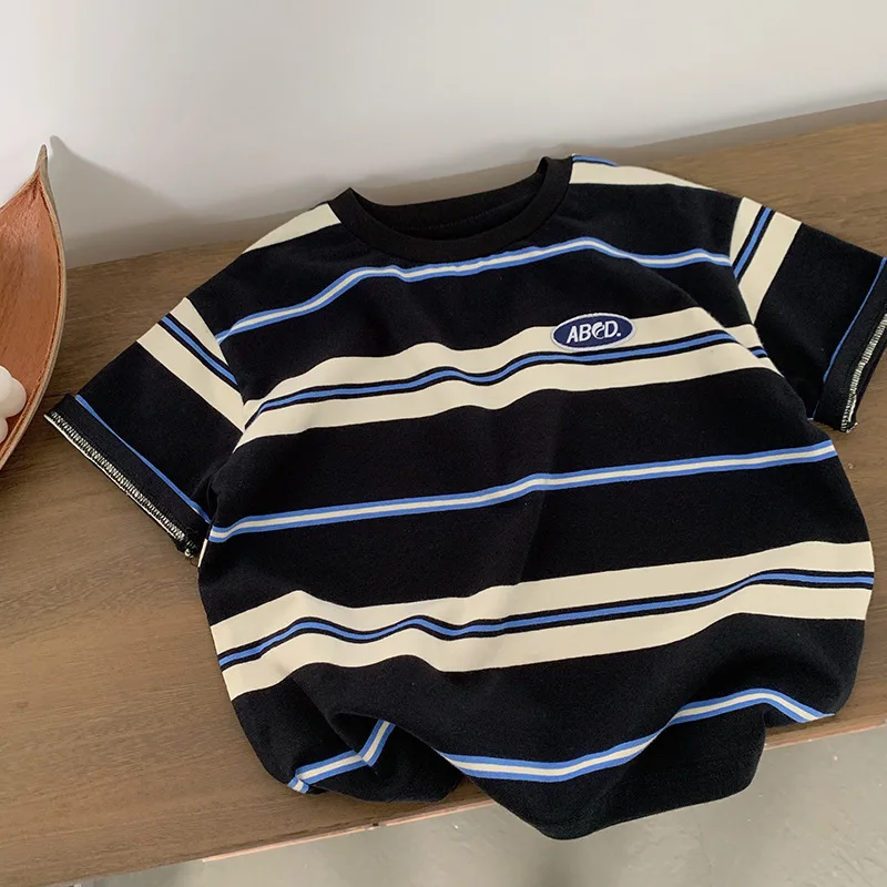 

2-10 Years Children's Striped T-shirts Boys Girls Kids Summer New Tees Cotton Loose T Shirt Casual Kids Tops Children Clothes