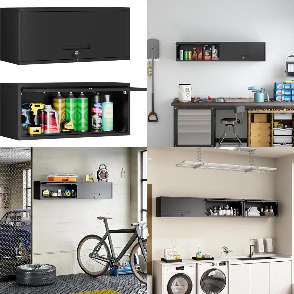 Lockable Flip-Up Door Metal Garage Wall Cabinet - 13.7 Tall Storage Cabinet for Secure Tool Organization