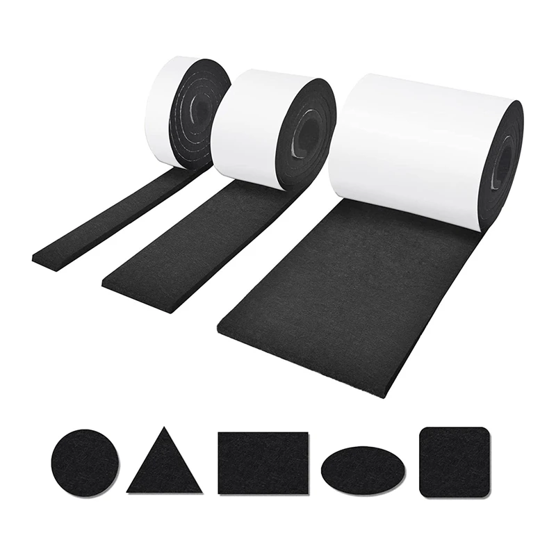 Self-Adhesive Felt Gliders,6 Rolls Of Felt Gliders (100 X 10 Cm + 100 X 5 Cm + 100 X 2 Cm),5 Mm Self-Adhesive,For Chairs