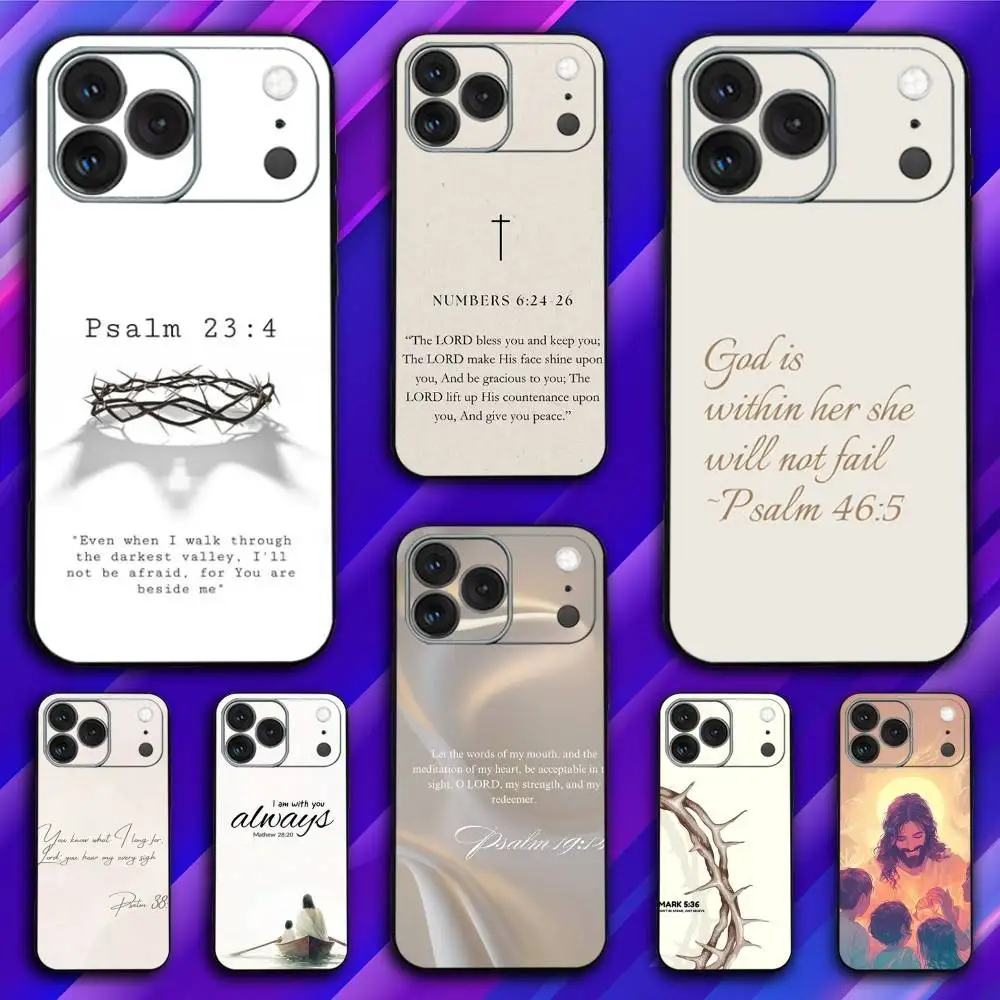 

J-Jesus B-Bible V-Verse Phone Case For iPhone 17,16,15,14,13,12,11,Pro,Max,Plus,X,XS,SE4,E,Mini,Soft Black Case