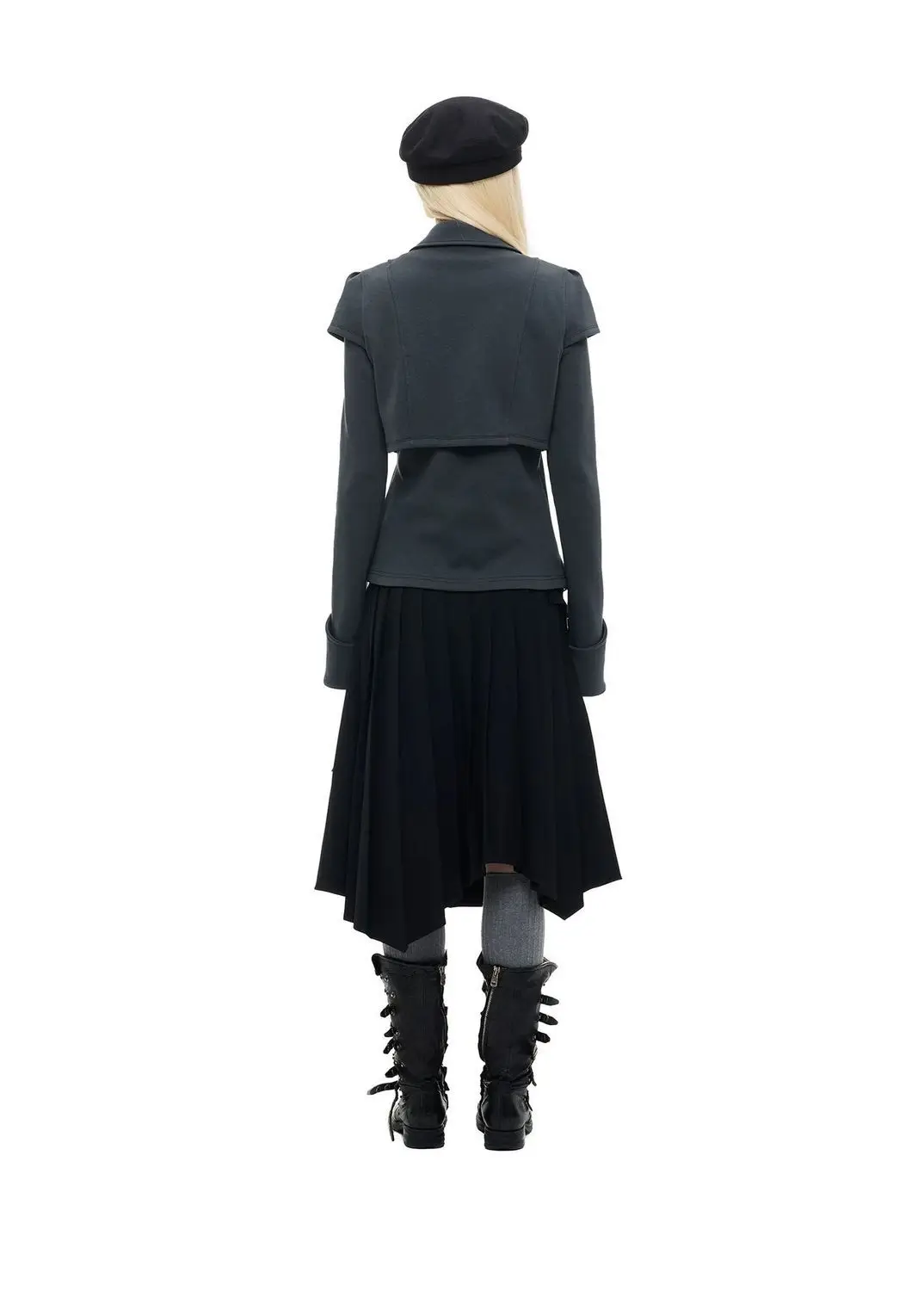 Unique Two-piece Outerwear Court-inspired Design Featuring Short Vest And Long-sleeved Top Perfect For Autumn
