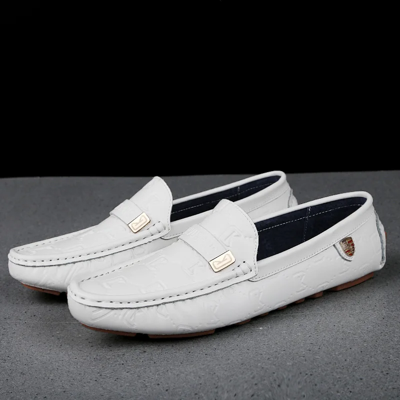 Men High Quality Leather Loafers Men Casual Outdoor Shoes Moccasins Slip on Men Business Shoes Male Driving Shoes Bean Shoes