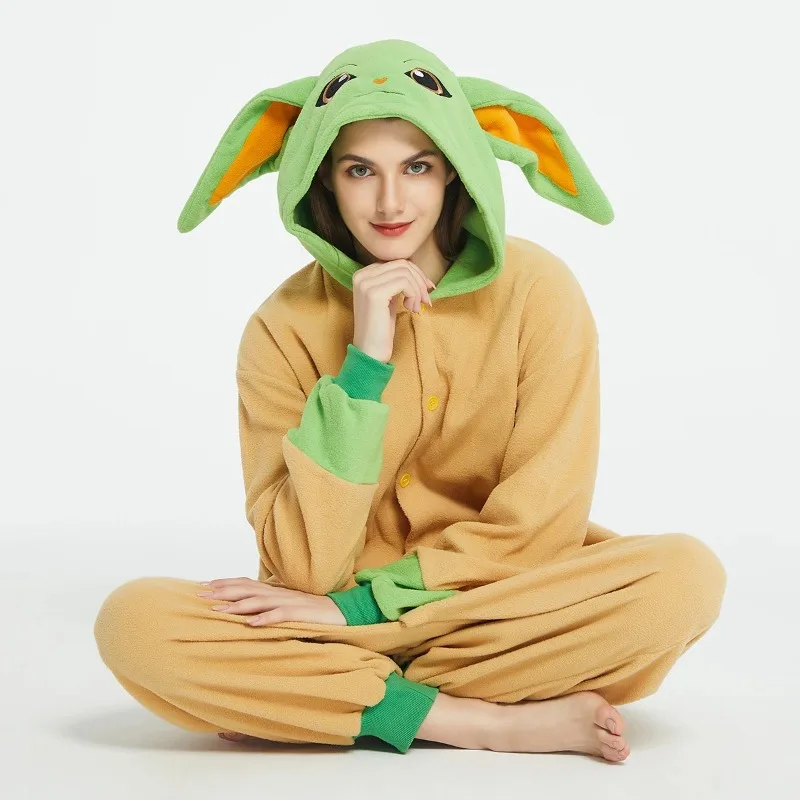 Disfraz de Cosplay The Mandalorian Yoda Baby Grogu, pijamas para amantes del invierno, Anime Kigurumi, ropa de dibujos animados para hombres y mujeres adultos