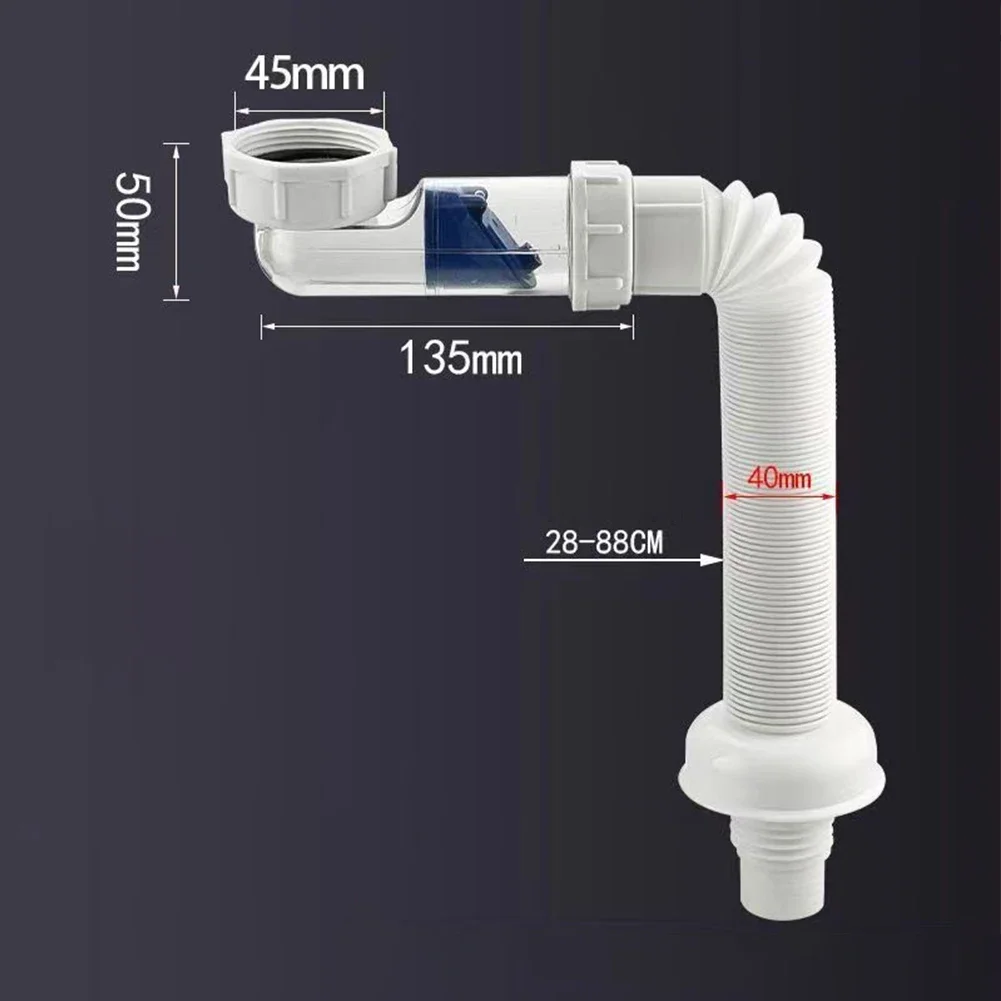 Siphon Drain Hose for Kitchens and Bathrooms Prevents Unpleasant Smells with Innovative Design Compatible with Standard Sizes
