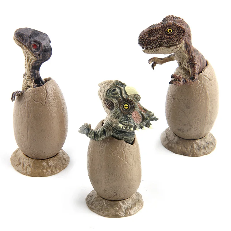 Jurassic Dinosaur Figures Fun Cute Semi-Hatched Dinosaur Eggs Set Of 3 With Base Desktop Decoration Children Toys Birthday Gift