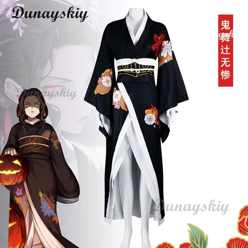 Anime Kibutsuji Muzan Cosplay Costume Anime Cosplay Costumes Women Kimono Uniforms Clothes Dresses Headwearuit