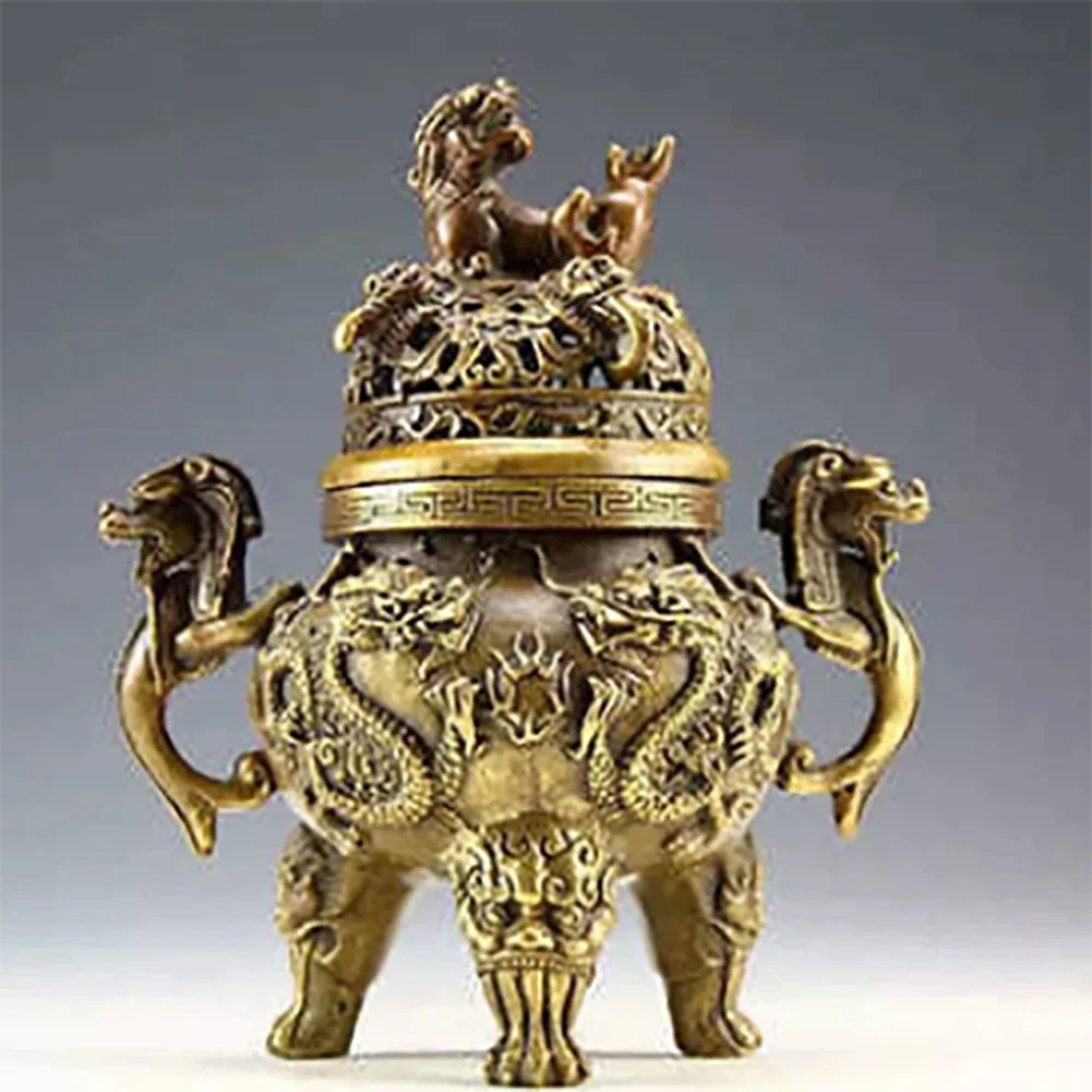 

China Rare Copper Dragon Tiger Incense Burner