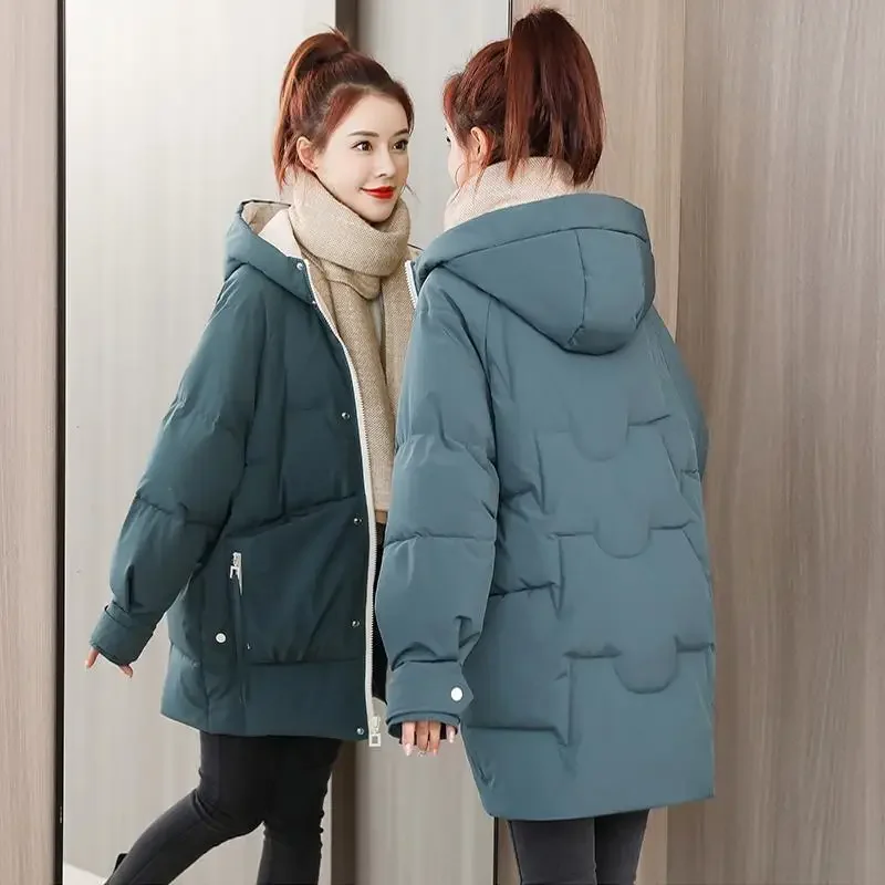 Women's Hooded Down Jacket 2022 New Winter Thick Padded Jacket Women's Coat Windbreaker Women's Motorcycle Down Jacket