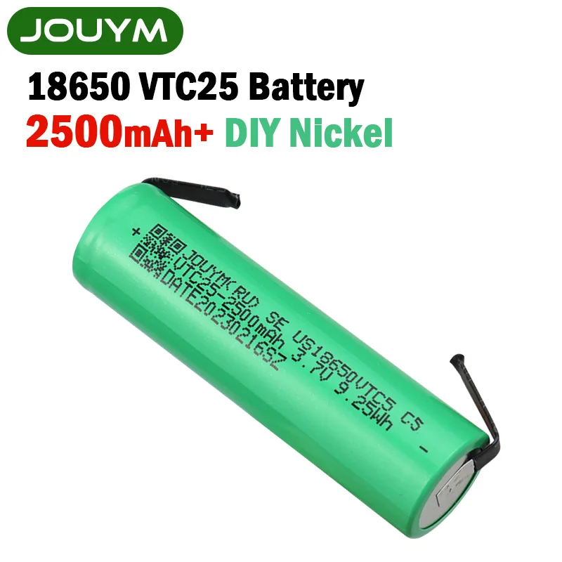 

2500mAh 18650 Battery for Screwdriver 3.7V High Discharge 10C 30A 18650 Rechargeable Li-ion Batteries Power Cell(Welding Nickel)