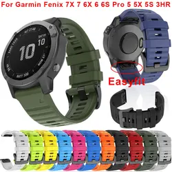 22 26mm Silicone Smart WatchBand for Garmin Fenix 7X 7 Pro 7S 6 6S 6X 5 5X 5S 3HR 955 965 Epix Pro Quick Release Strap Wristband