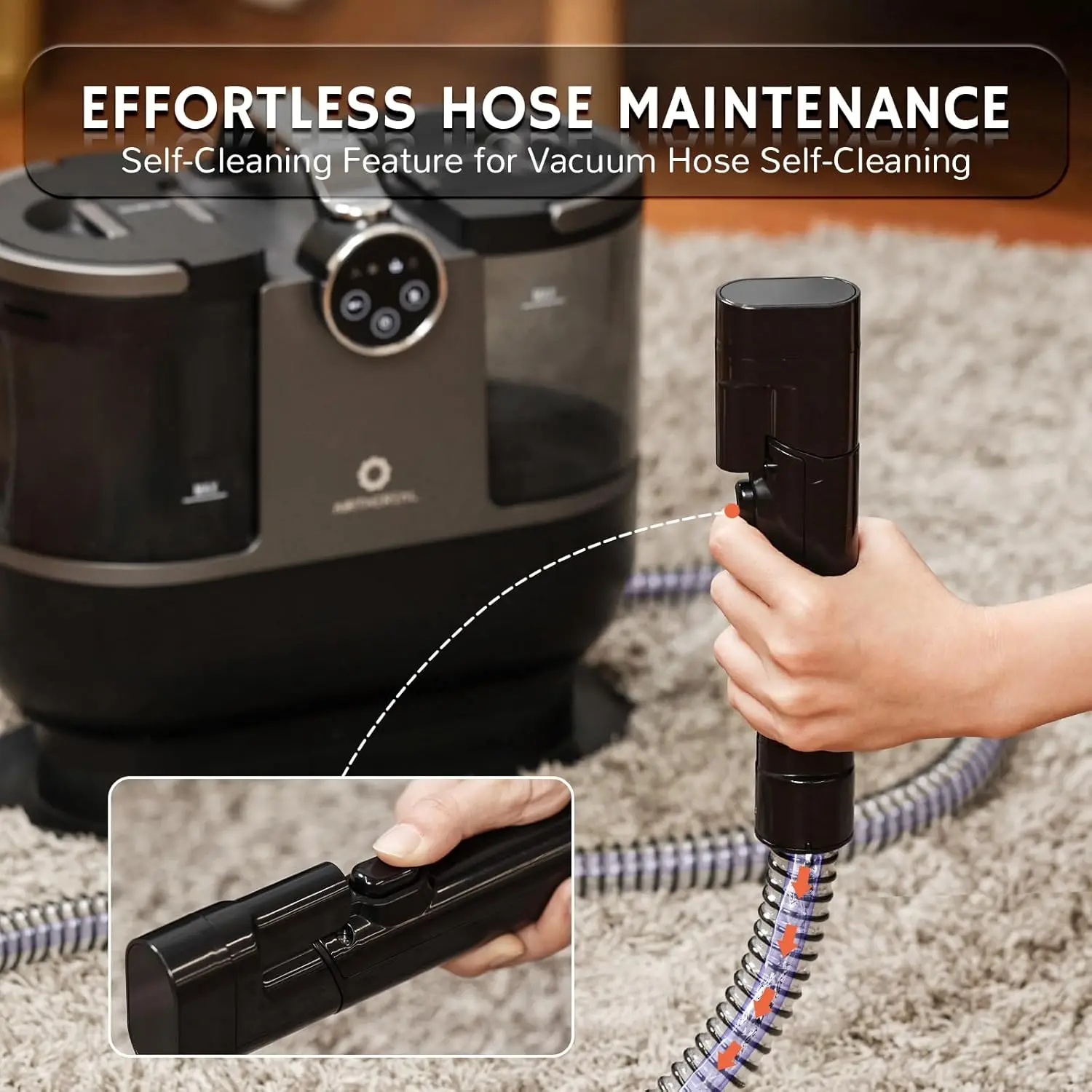 S1 Carpet Cleaner Machine, Instant Heating Portable Upholstery Spot Cleaner, Shampooer Machine with Self-Cleaning, 14 Kpa Stain