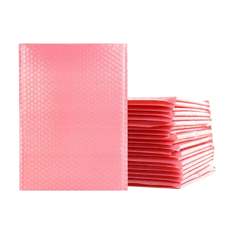 

50 Pcs 15X20+4Cm Pink Bubble Mailing Self-Sealing Padded Envelope Transport Bag Suitable For Offices, Homes And Shops