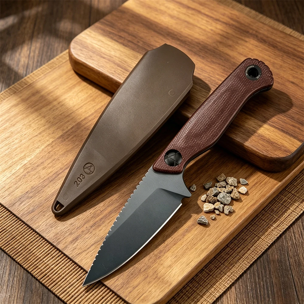 

BM 203BT EDC Fixed Blade Knife, D2 Steel G10 Handle with Sheath Multifunctional Outdoor Camping Hunting Hiking Tool Gift for Men