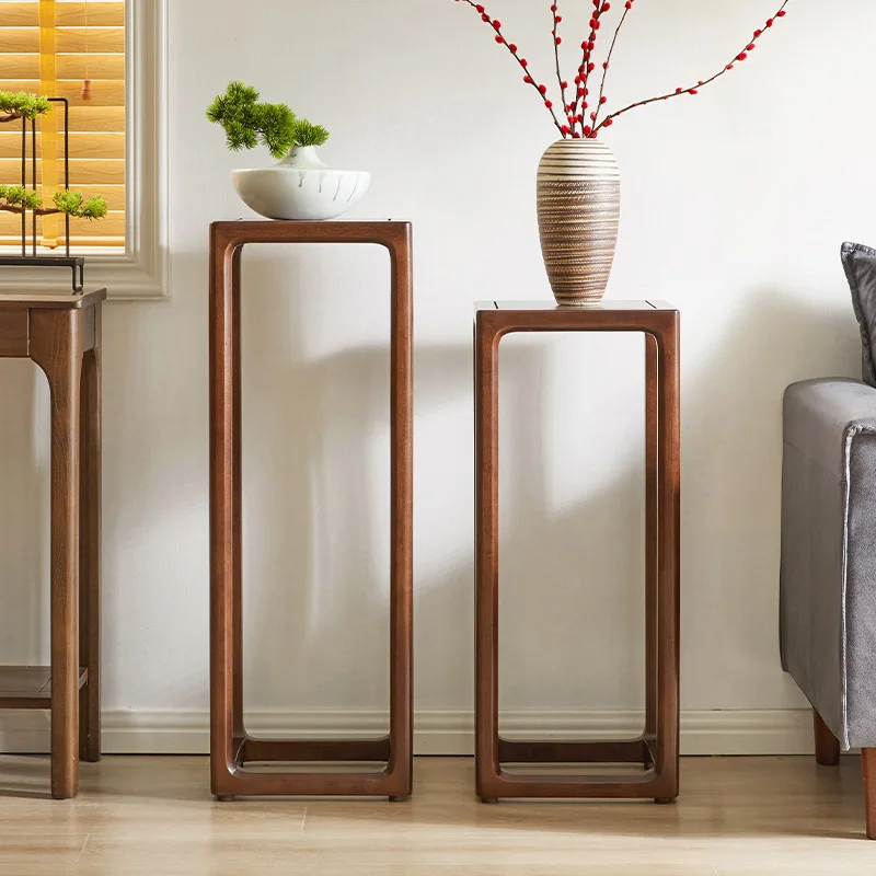 Massief houten rek, woonkamer binnen Chinees modern eenvoudig bloempottenrek, Amerikaanse hoge en lage bloementafel