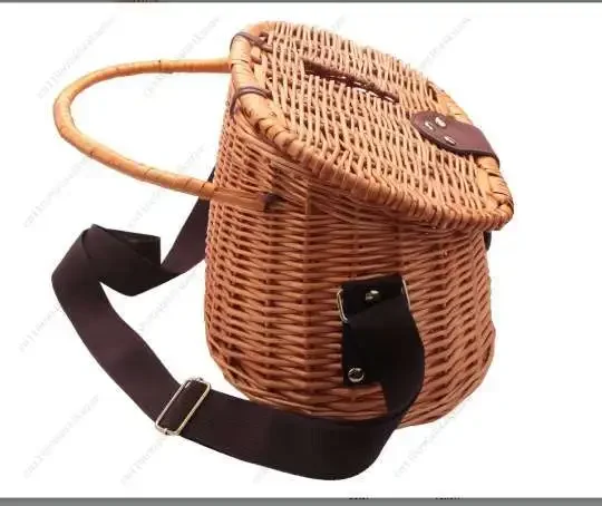 HLH Hand Rattan Fish Basket, Wooden Fishing Bucket