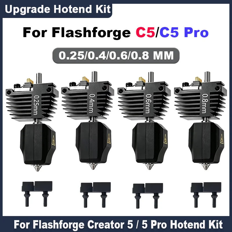 C5 Hotend Nozzle Assembly for Flashforge Creator 5 5 Pro Quick Swap Hardened Steel 0.25/0.4/0.6/0.8mm Extruder Replacement Parts