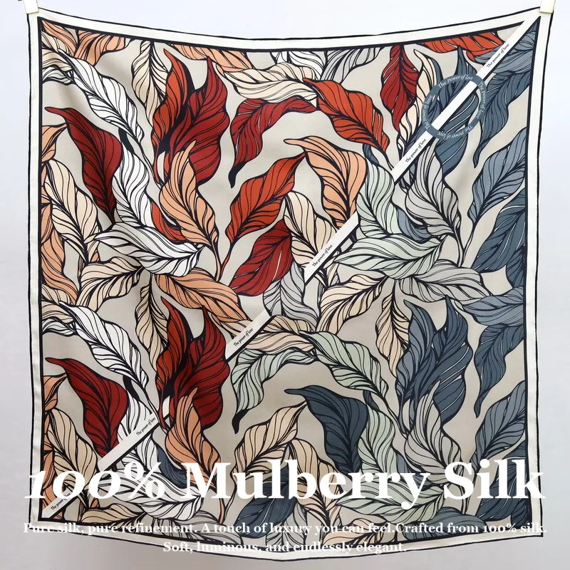 

2026 Luxury Brand Real Silk Scarf Women 90cm Square 100% Mulberry Silk Shawl Wrap Fashion Office Lady Neck Scarf Hijab Foulard