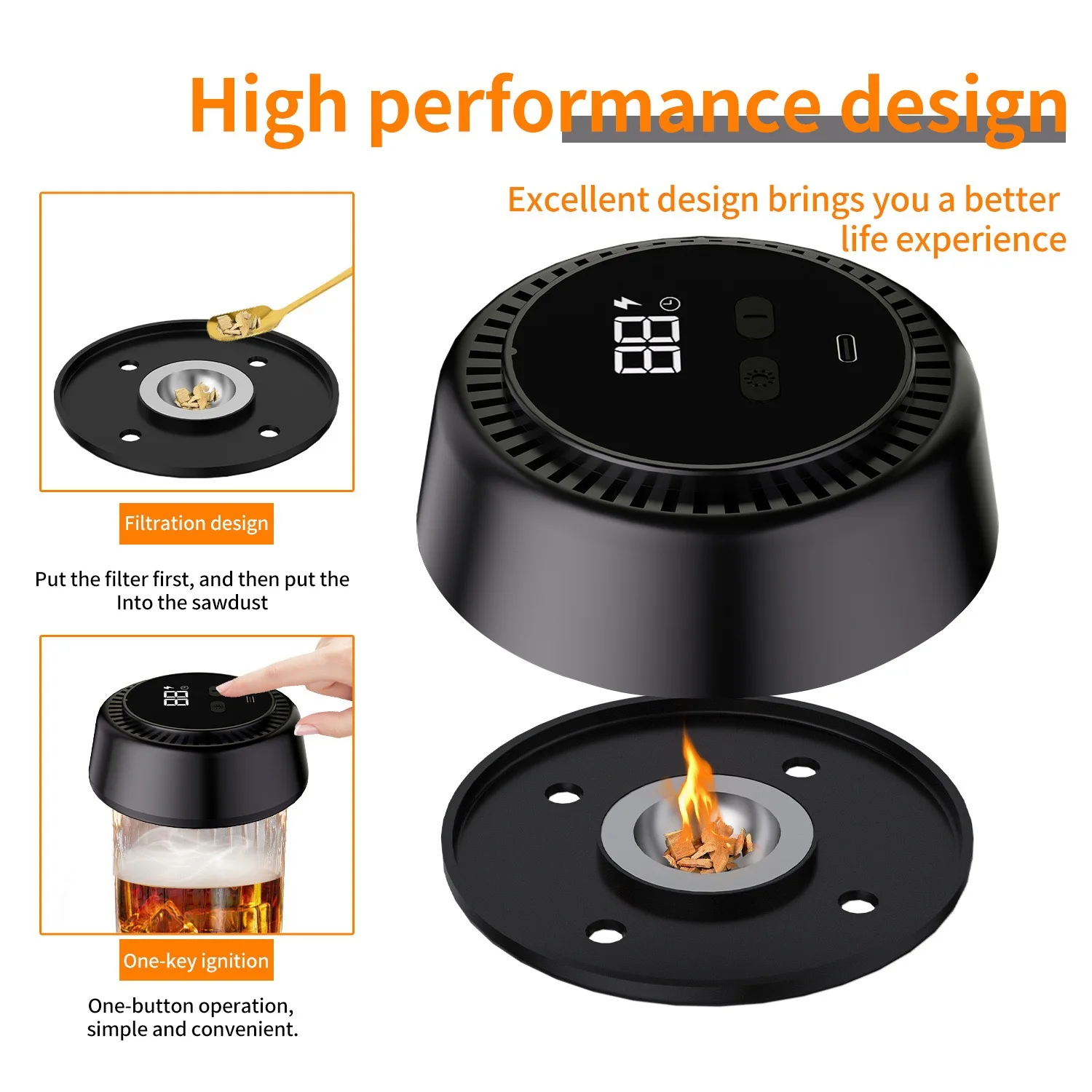 7-Color Light Electric Cocktail Smoker Pro Multi-Use Smoker for Whiskey Drinks & Home Bartending