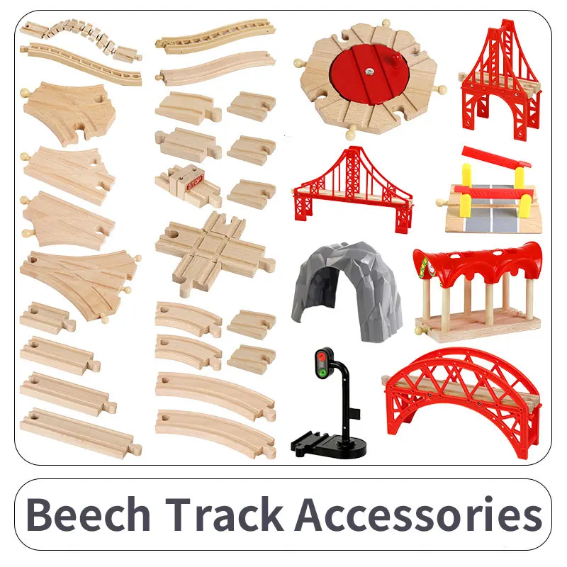 

Аксессуары для деревянных железнодорожных дорожек, универсальные деревянные железнодорожные рельсы, детали моста, адаптеры, пригодные для всех брендовых игрушек, подарки на день рождения