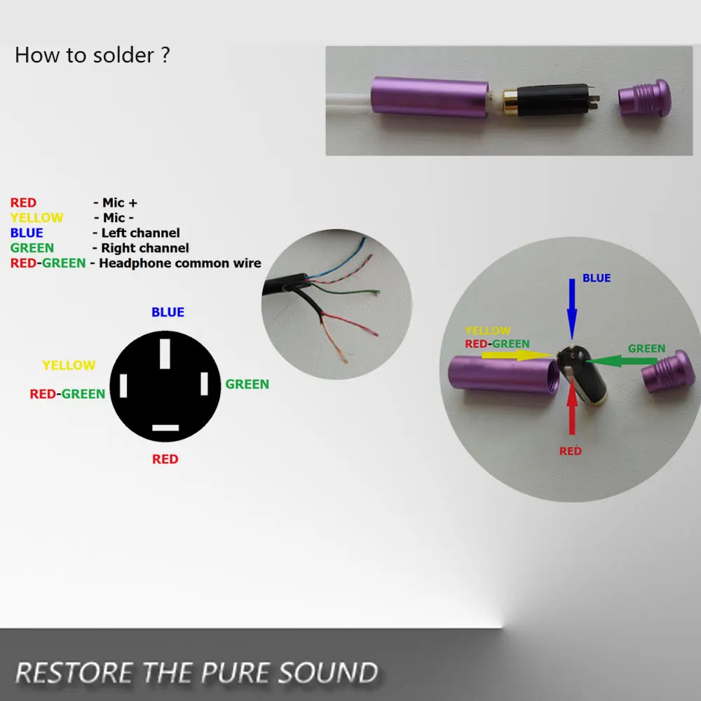 1PC aluminium Jack 3.5mm Audio żeńskie gniazdo 3.5mm 4pole gniazdo Stereo pozłacany przewód złącze słuchawki DIY