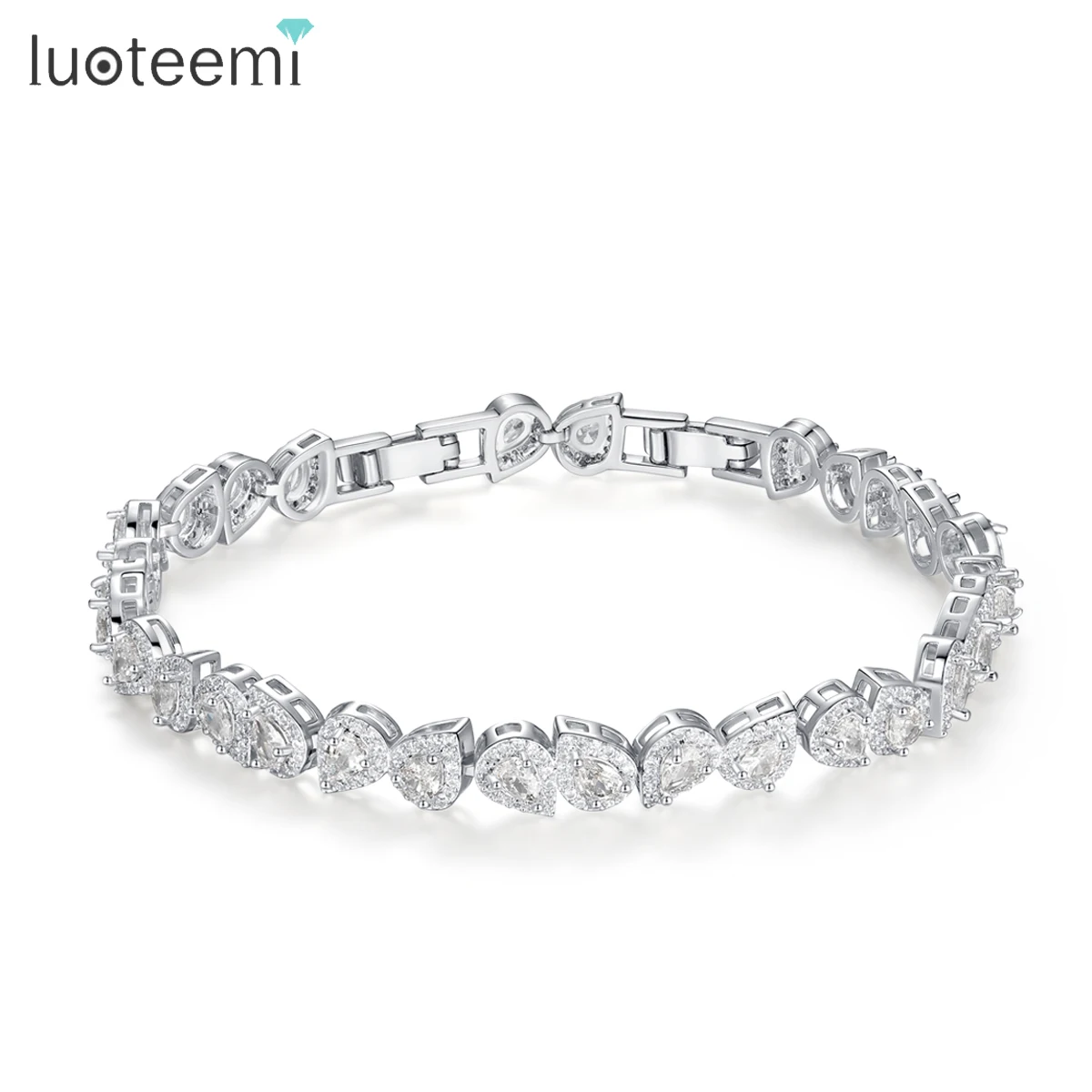 LUOTEEMI Luxury Women Cubic Zircon Braclets Exquiste Classic Stunning Chains for Bridal Ladies Wedding Party Accessories Jewelry