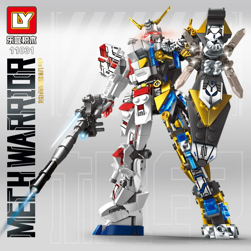 

Warrior Mech Robot Building Blocks Weapons MOC Chinoiserie Action Figure Bricks Assembly Children Construction Display Toy