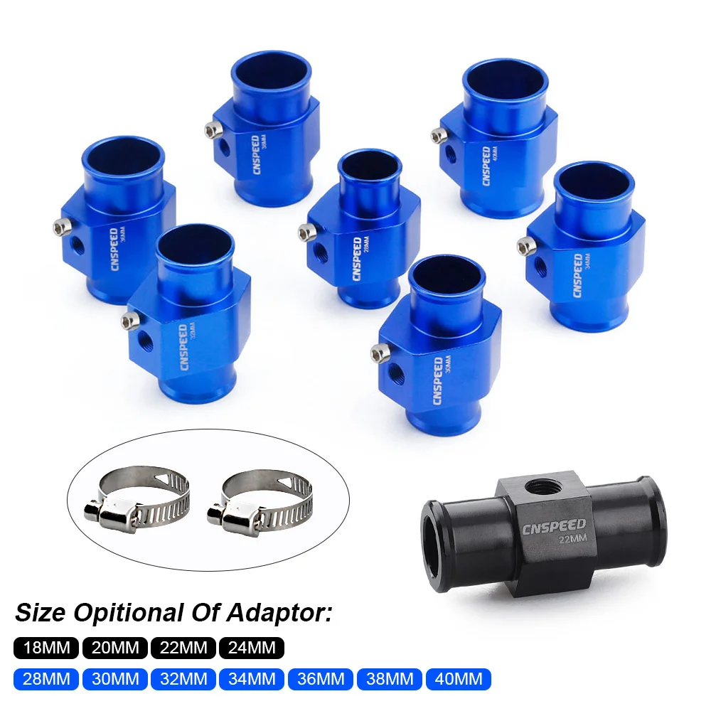 

18 20 22 30 32 34 36 38 40mm Aluminium Water Temp Gauge Radiator Temperature Joint Pipe Sensor Hose Adapter For 1/8 NPT thread