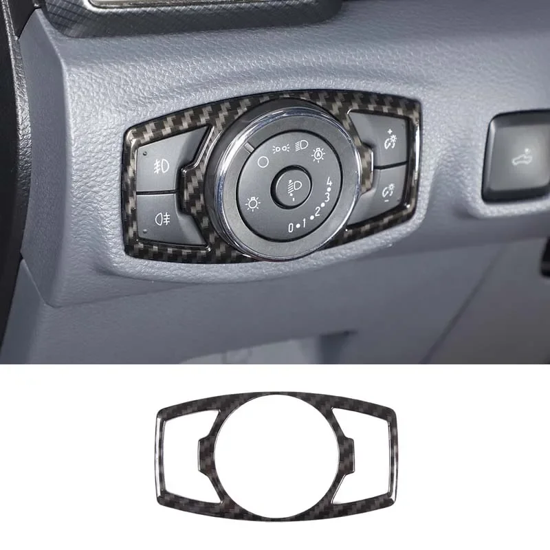 For 2015-2022 Ford Ranger Wildtrak T6 T7 T8 ABS carbon fiber car headlight switch decorative frame sticker interior accessories