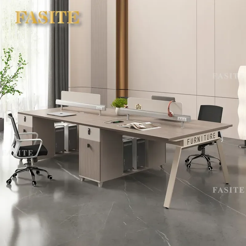 For 4 6 Person Staff Desk with Screen Office Computer Workstation and Chair Combination Modern Partitioned Furniture for