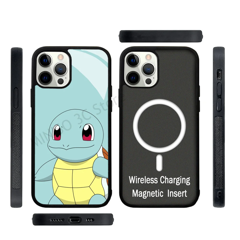 

Anime Phone Case Strong Magnetic For IPhone 15 14 13 Pro Max 11 12 Mini Squirtle P-Pokemon For Magsafe