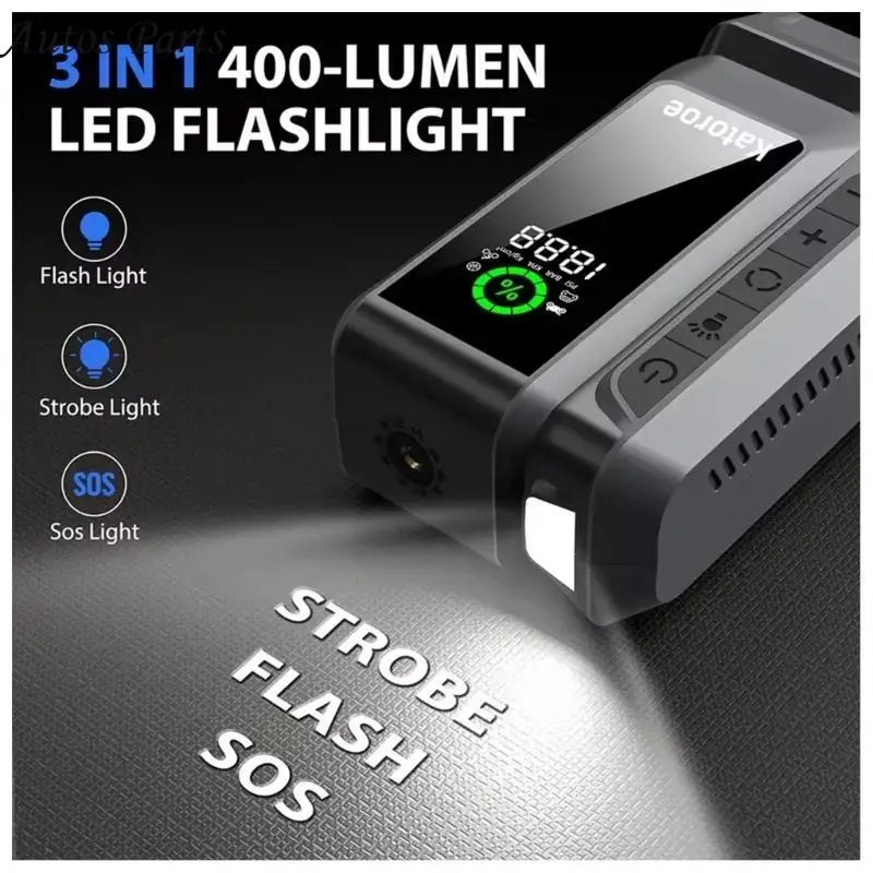 57BA Rapid Inflation Tire Vehicle Emergency Jump Starter LED Flashlight Design