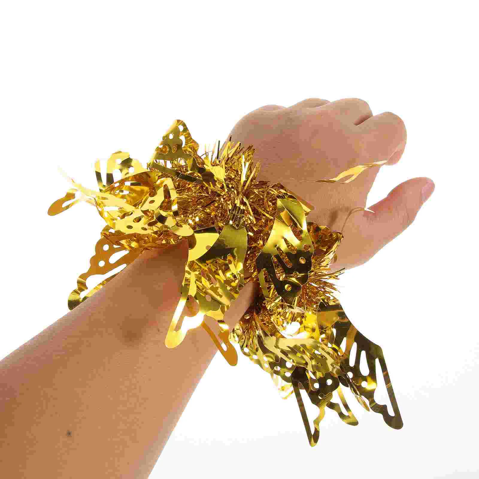 Bracelet métallique à pompons pom-pom girl pour enfant, fournitures de fête à paillettes, en feuille d'aluminium