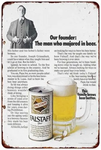 1970 falstaff beer Vintage Reproduction metal sign 8 x 12