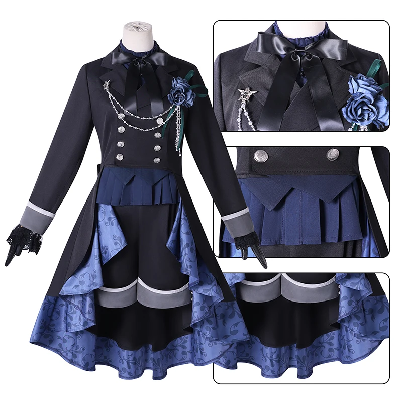 Anime Ciel Phantomhive Cosplay Costume Black Butler Cosplay Ciel Wig Black Rose Uniform Hat Halloween Costume for Men Comic Con view 2