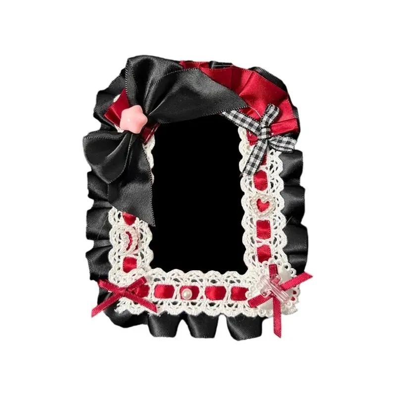 R53C Nylon Multiple Slot Card Case with Lace Trim Retro for Women Students