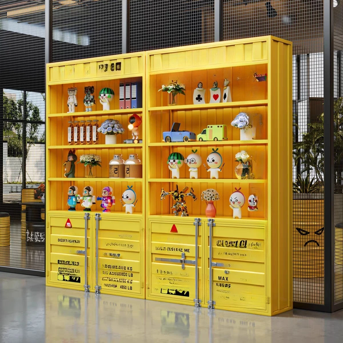 Industrial style floor-to-ceiling wine cabinet, bar retro locker, restaurant front desk tobacco and alcohol display cabinet