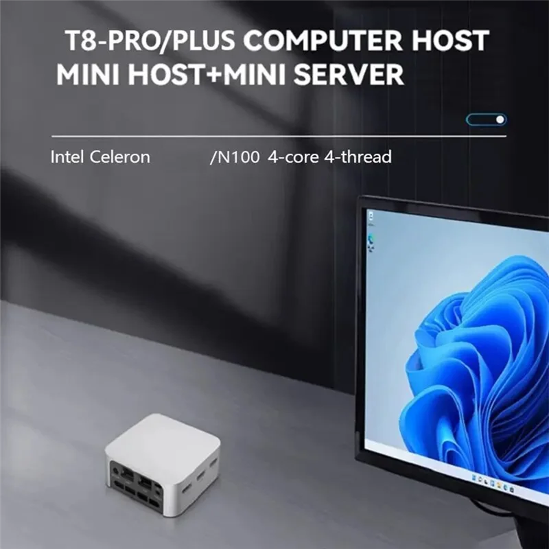 Desktop Gaming Computer T8 Plus Mini PC For Celeron 8GB 256GB DDR5 WIFI5 BT2.4,US Plug