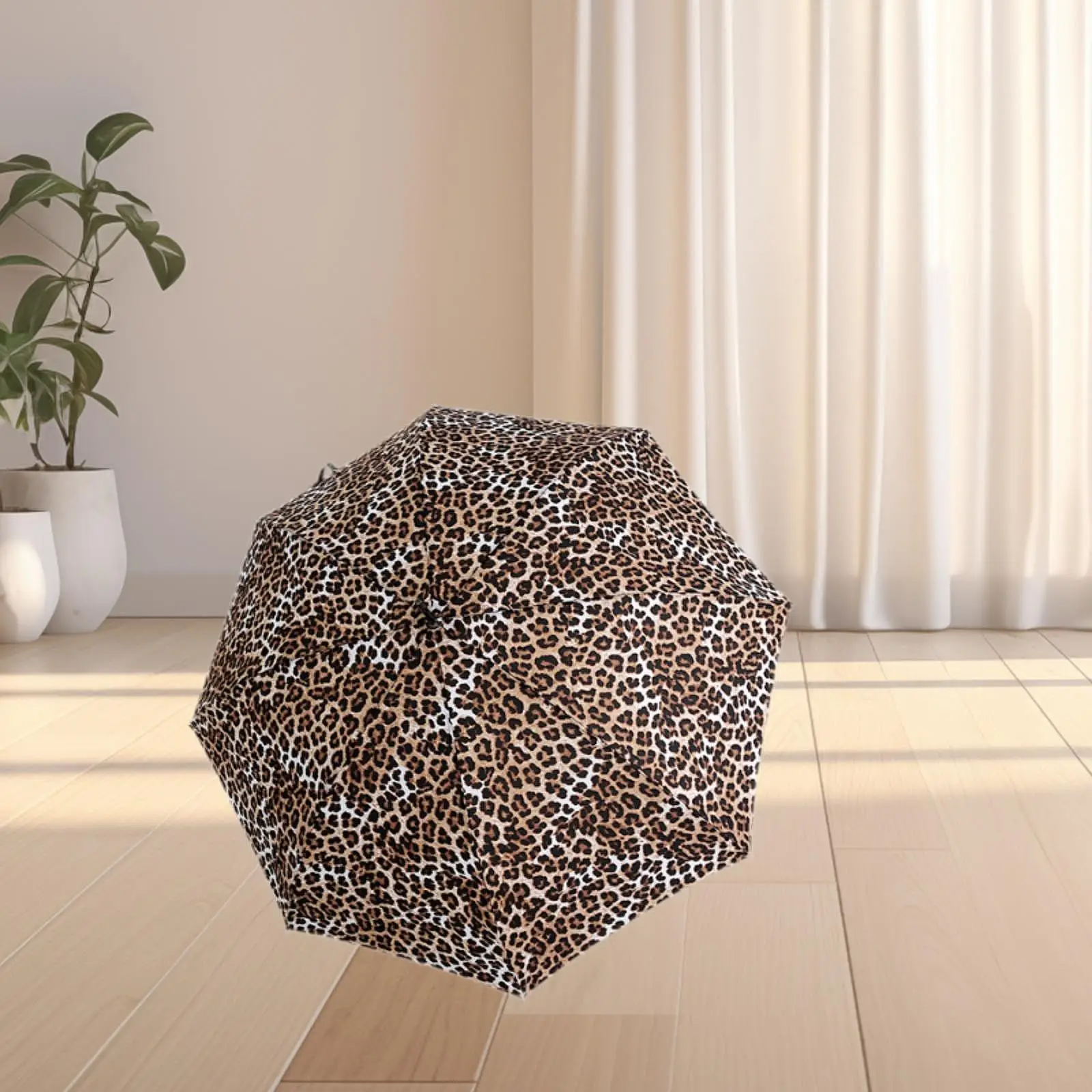 Travel Umbrella Stick Umbrella Leopard Print Sturdy Long Handle Umbrella Sun Rain Umbrella for Outdoor Activities Trips Gift