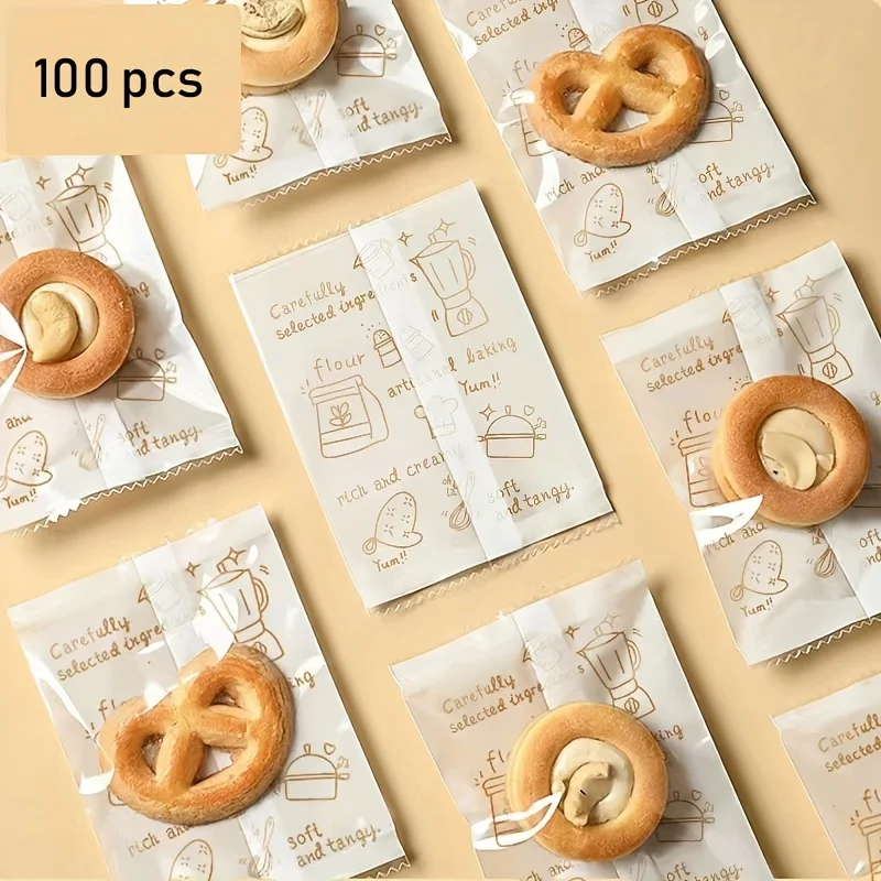 100 pcs Nougat bag New Year machine sealing bag Baking milk date cookies candy paper bag sugar