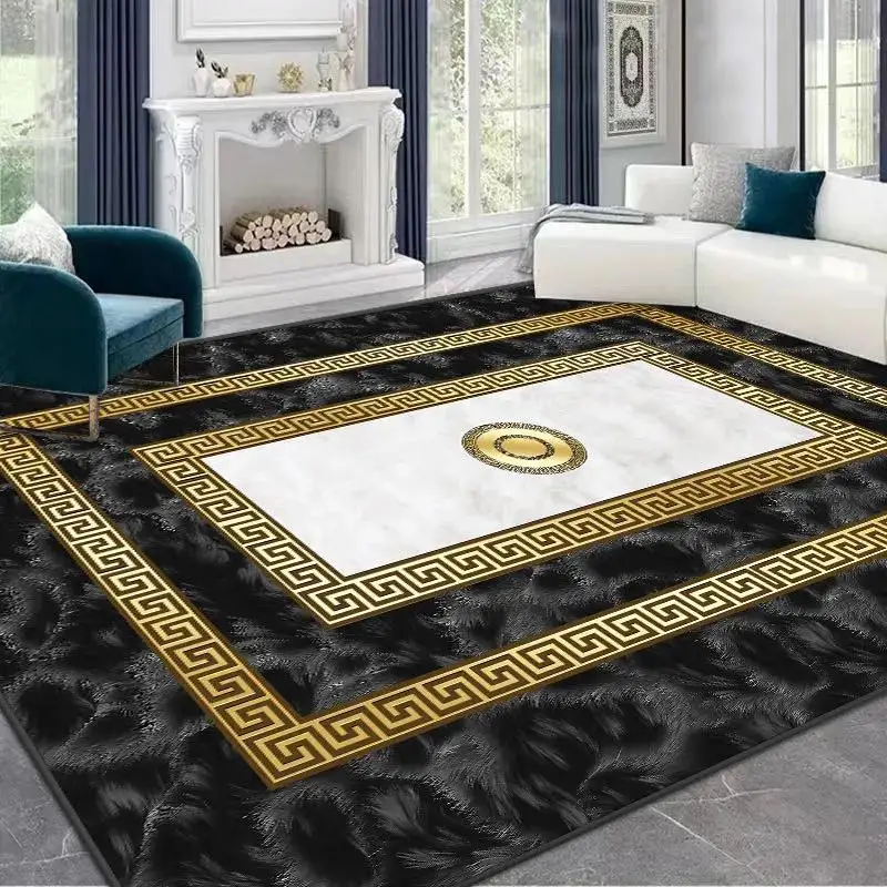 Moderno tapete de luxo dourado grande sala de estar decoração casa tapetes antiderrapantes quarto personalizável mesa de café lounge tapetes