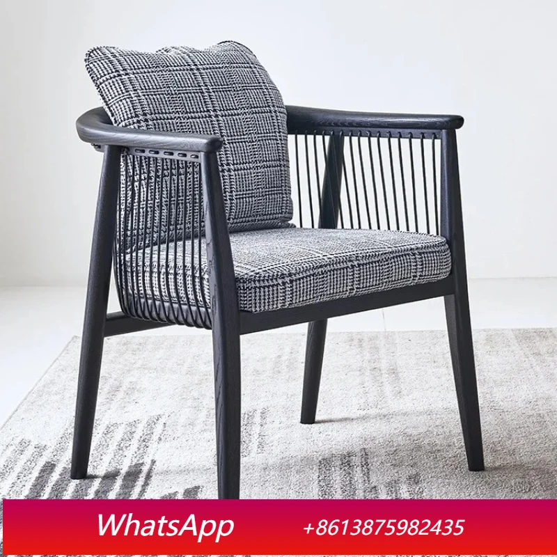 

LTT antique dining chair retro solid wood tea chair soft bag high-end hotel villa chair