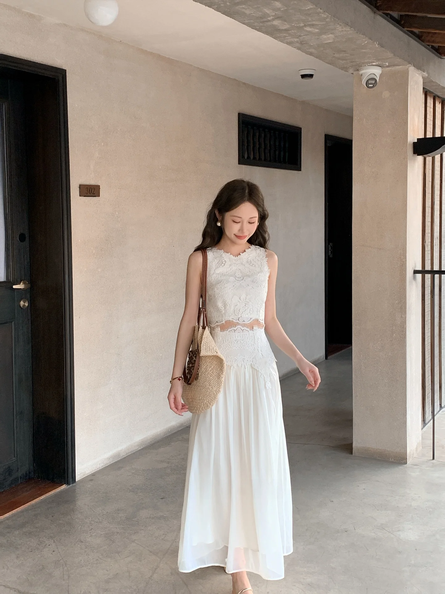 

Юбка Pure Dr Lace Me F для женщин, с высокой талией, длинная, А-силуэт, весна 2026, модная, элегантная, для офиса, из полиэфирного волокна