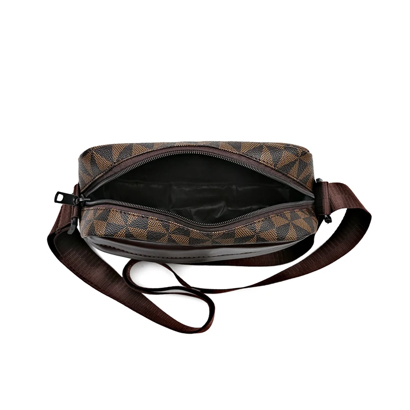 Allover Geometric Print Crossbody Bag for Men Retro Shark Mouth Sling Purse Casual Adjustable Strap Shoulder Bag image 3
