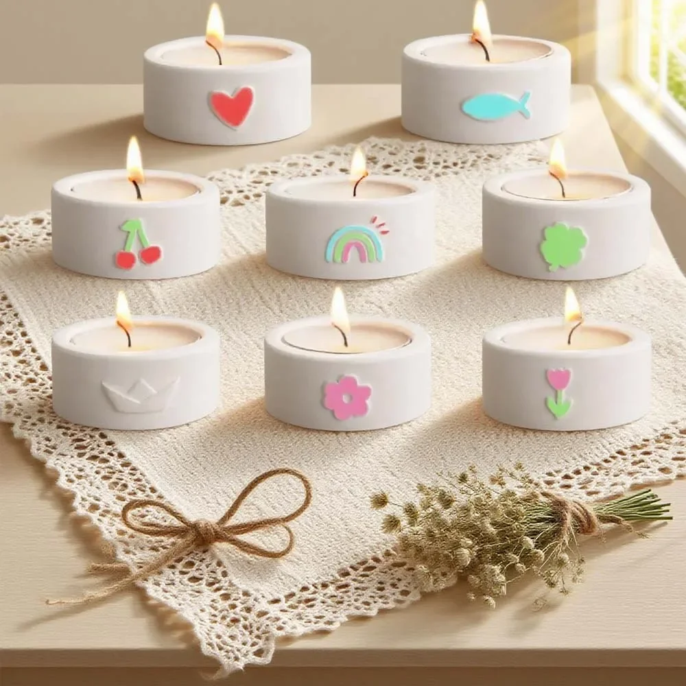 

2 шт., круглая чашка для свечи, силиконовая форма, сделай сам, ручная работа, сердце, цветок, чайная свеча, подсвечник, аромат, гипс, смола, формы для рукоделия, домашний декор