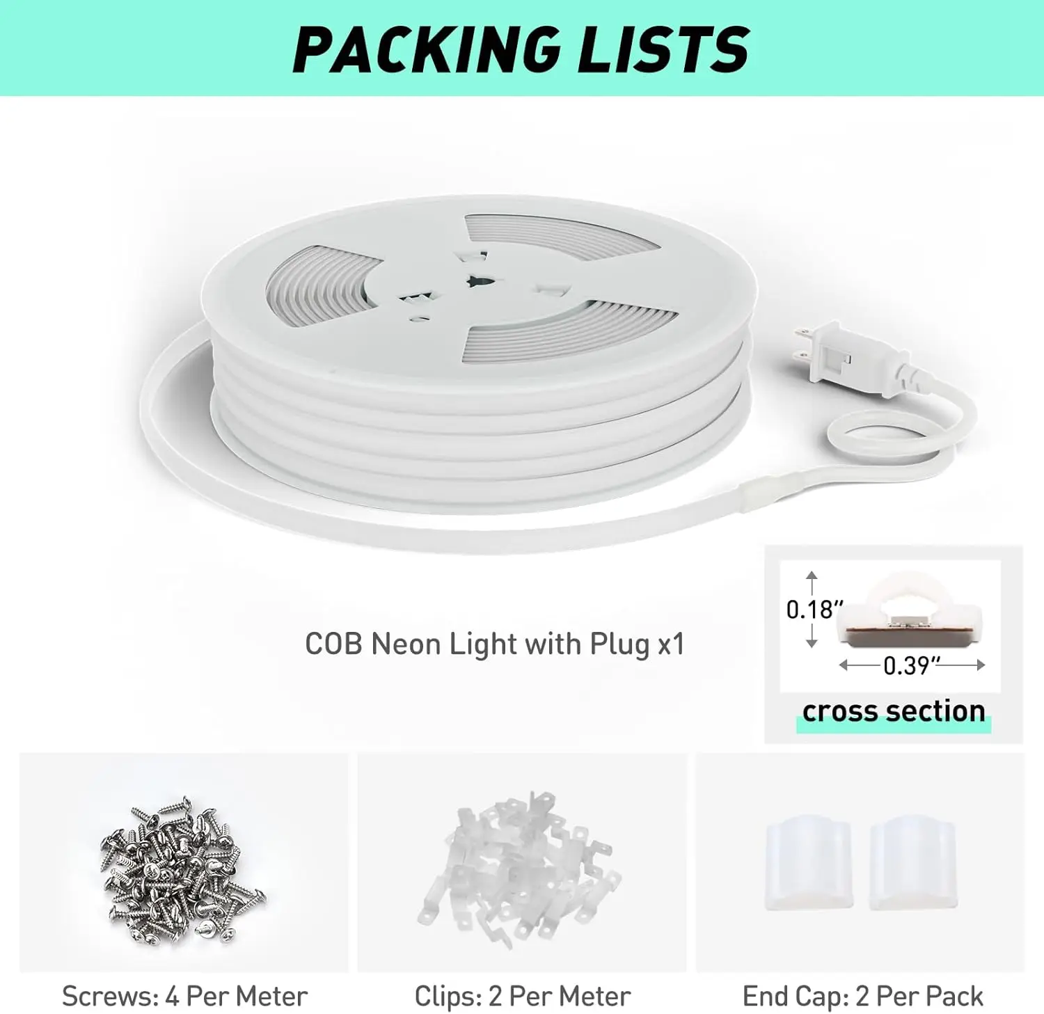 Luci al neon in silicone COB 100FT/30M, striscia al neon impermeabile bianca fredda super luminosa 6000K,