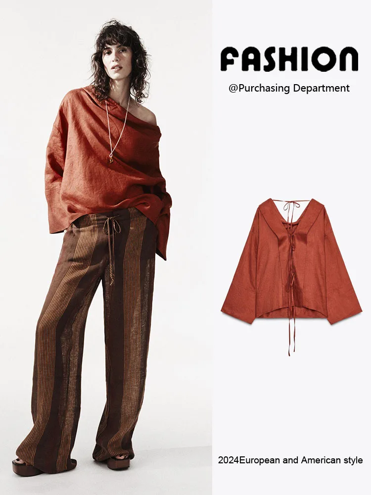 

Осенняя коллекция 2025: Модная женская льняная блузка с длинным рукавом, свободного кроя, удобная, с двусторонним ношением, повседневная, свободная посадка