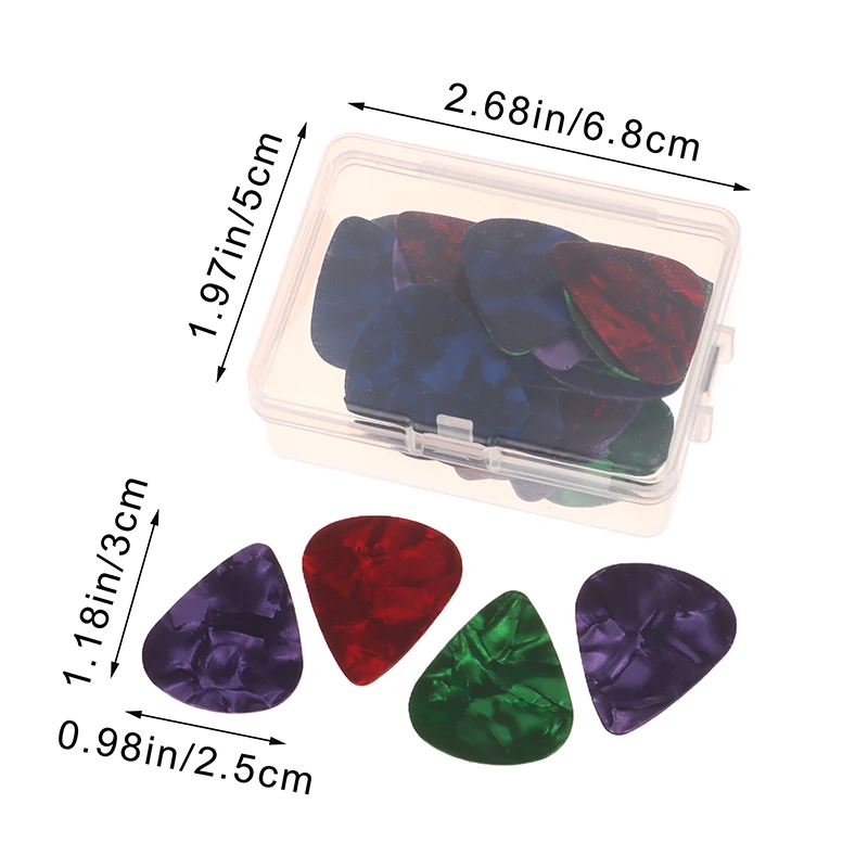 30 قطعة الغيتار الكهربائي الصوتية يختار Plectrum السليلويد الغيتار يختار الملحقات مع ABS صندوق سمك 0.46/0.71/0.96 مللي متر