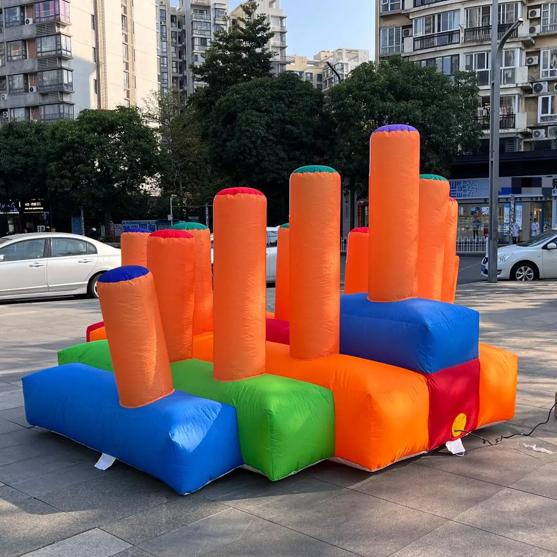 Inflatable Ring Toss Throwing Game with Blower&10pcs Ring Toss,Inflatable Interactive Hoopla Games Carnival Game for events